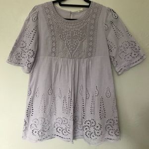 Modcloth Lavendar Embroidery Top